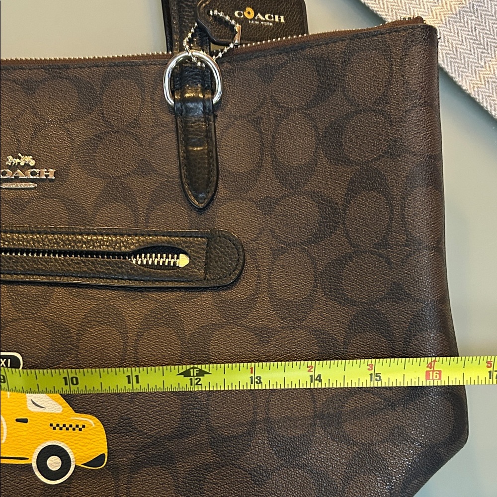 Coach Black and Brown Monogram Tote with 💛 Yellow Taxi Motif (EUC) - Picture 9 of 12